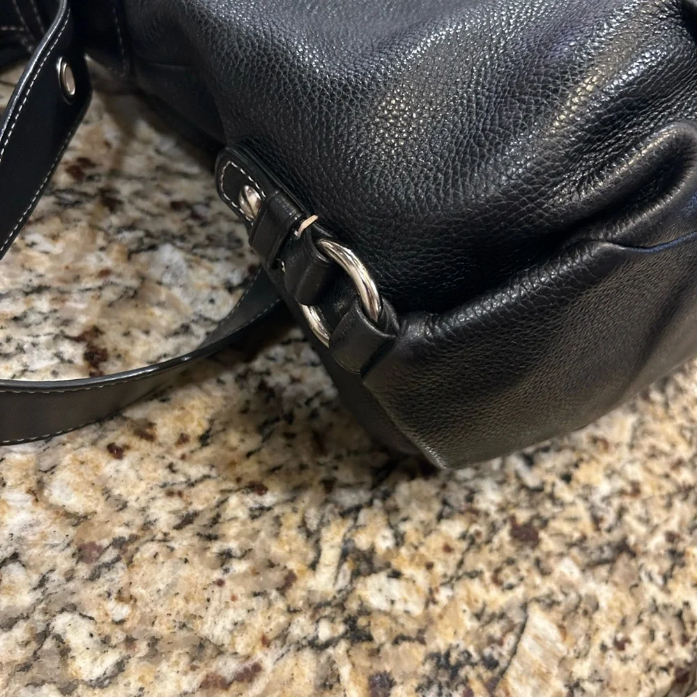 Coach Duffle Black Pebble Leather Hobo Shoulder Bag Convertible - Picture 10 of 12